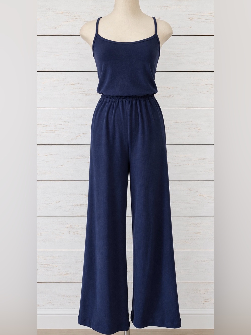Aerie Offline Navy Terry Wide Leg Jumpsuit S